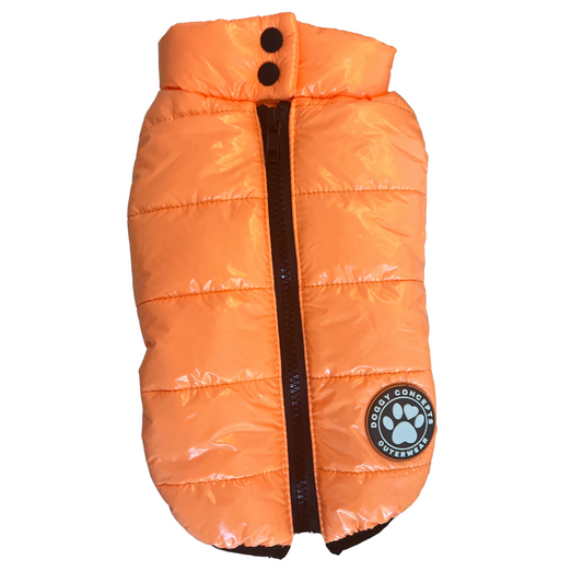 Neon Orange Dog Puffer Coat Large